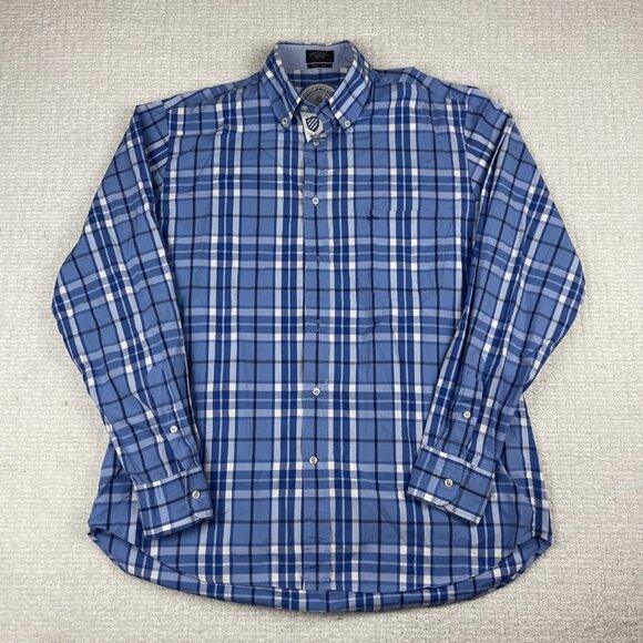 Paul & Shark Shirt Mens 41 Light Blue Plaid Cotton Long Sleeve Button-Down Italy - Picture 1 of 16